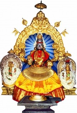 Kollur Mookambika Devi sanctum with golden idol – powerful temple for knowledge, power, and protection in Karnataka